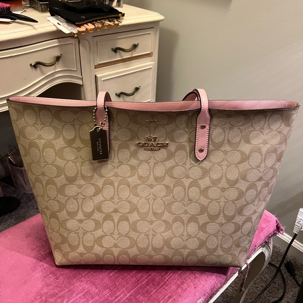 Pink & Tan Coach Tote